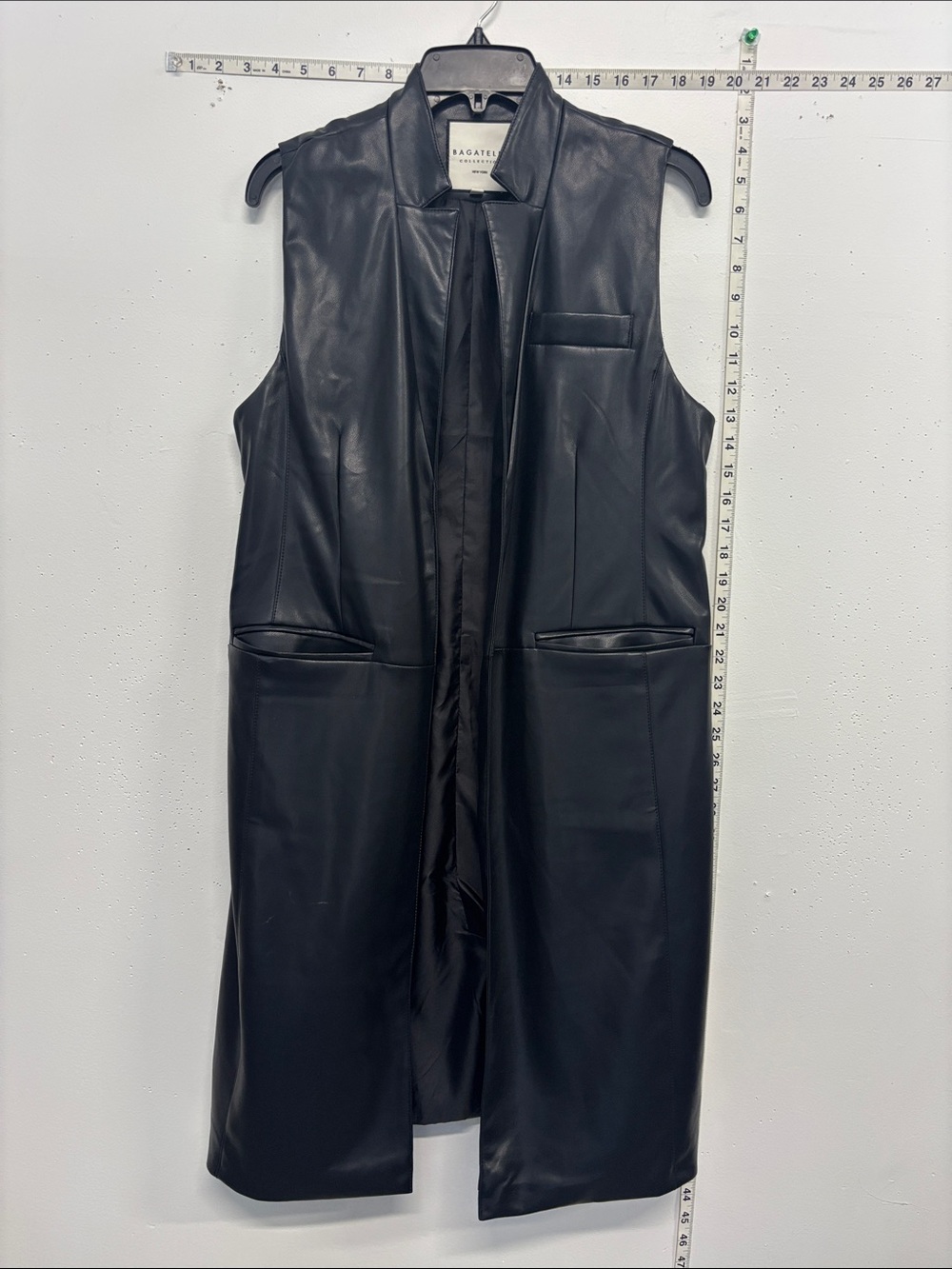 bagatelle Black Faux Leather Long Vest Dress